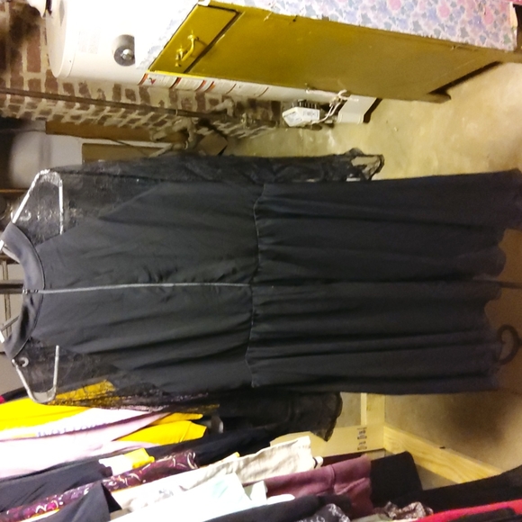 My Michelle Black Dress with Black Sheer Long Mesh Sleeves Size 18 - Picture 4 of 5